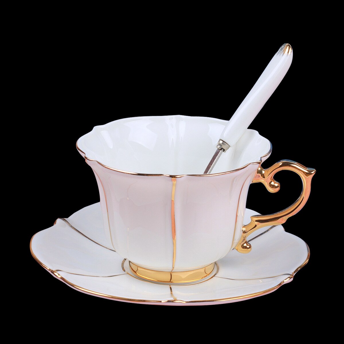 Fun Fervent Royal White Porcelain Cup and Saucer Ceramics Simple Tea Sets Modern Coffee Cups Tazas Para Cafe Kitchenware: STYLE 3