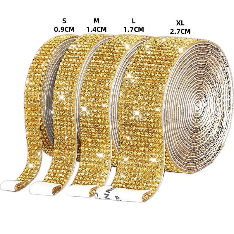 1 Yard Crystal Diamond Sticker Rhinestone Strip Sheet Self Self Adhesive Ribbon DIY Handmade Arts Crafts Car Phone Decoration: 4mm / Gold