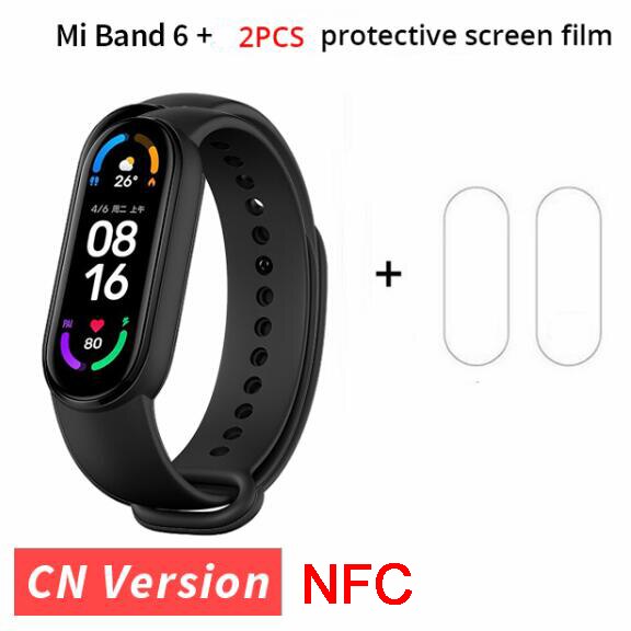 Xiaomi-pulsera inteligente Mi Band 6, accesorio deportivo resistente al agua hasta 5atm, con Pantalla AMOLED de 1,56 pulgadas, control del ritmo cardíaco, Bluetooth y NFC: add film