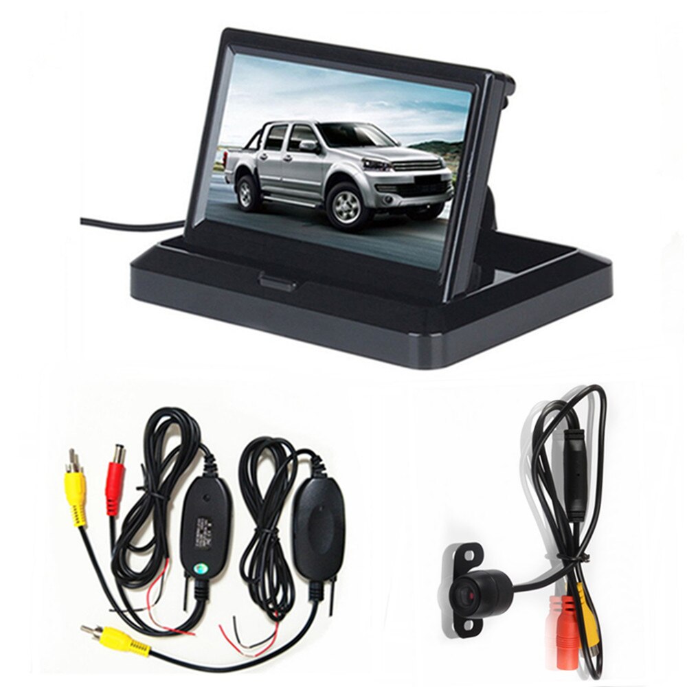 Monitor plegable de estacionamiento inverso para coche, pantalla TFT LCD HD 800x480 de 5 &quot;, con 2 entradas de vídeo, cámara de visión trasera (opcional): With wireless cam06