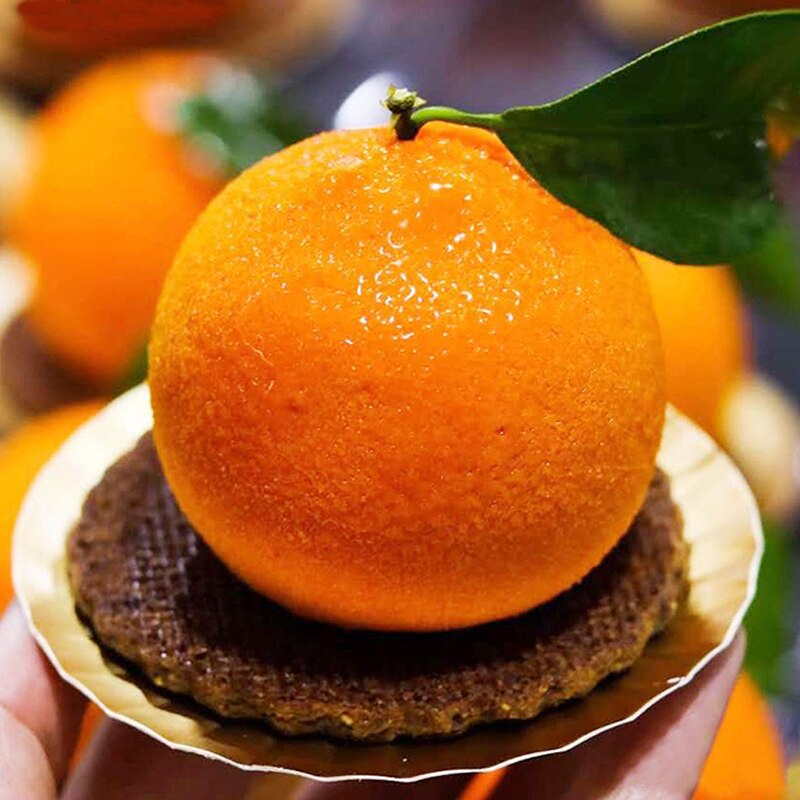 Oranje siliconen mallen voor mousse cake 3d bakvormen decoratiegereedschappen bakken chocolade dessert puddingvorm siliconen vormen