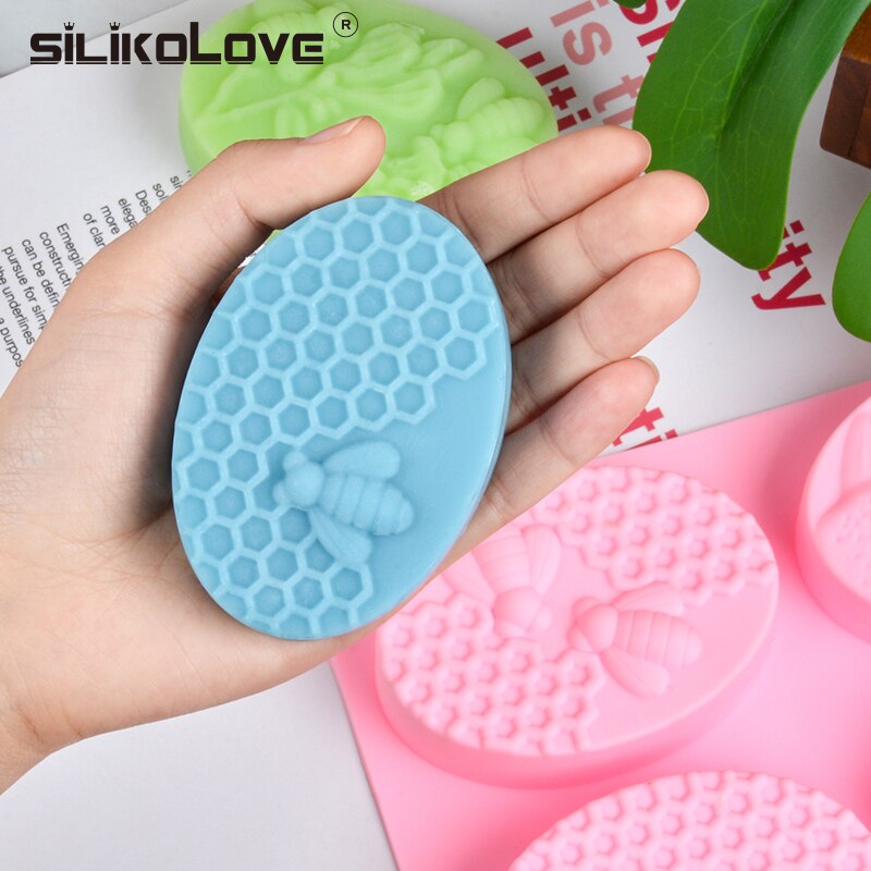 Silikolove 2 stk/sett oval rektangel bie 3d silikonsåpeformer til såpelaging håndlaget håndverksbad