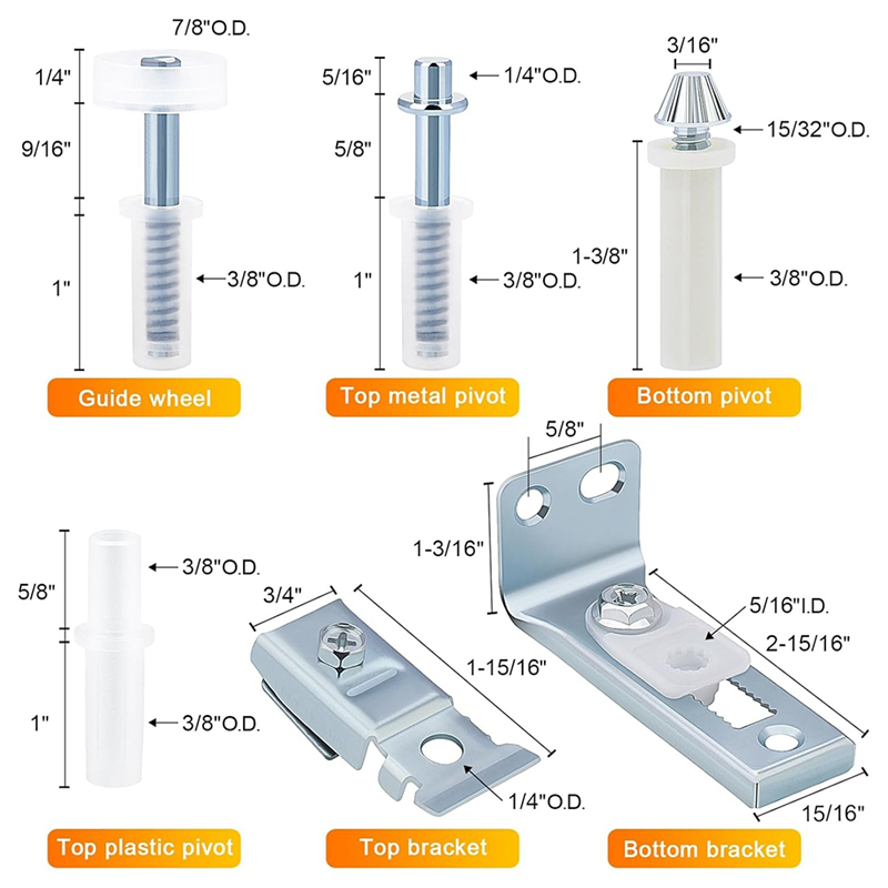 Comprehensive Sliding Closet Bifold Door Hardware Kit - Essential Brackets, Pivots, And Guide Wheel