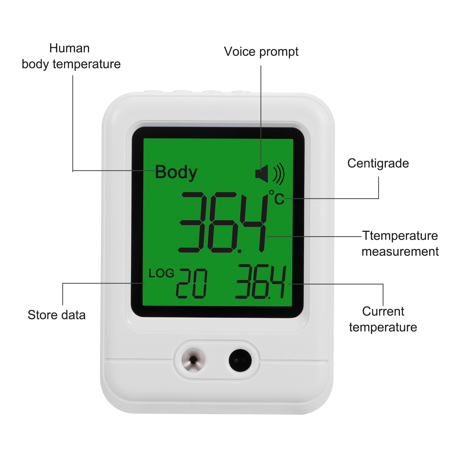 Fingertip Pulse Oximeter SpO2 & PR Monitor Alarm Function Non Contact LCD Display +Thermometers Handheld