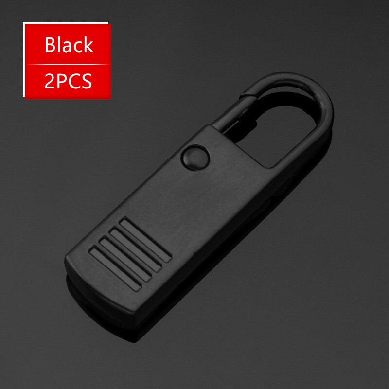 2pcs zippers puller Tab Replacement Metal Zipper for clothes Zipper Extender Tab Fixer Zipper Sliders Jacket Detachable Zipper: B Black--2PCS