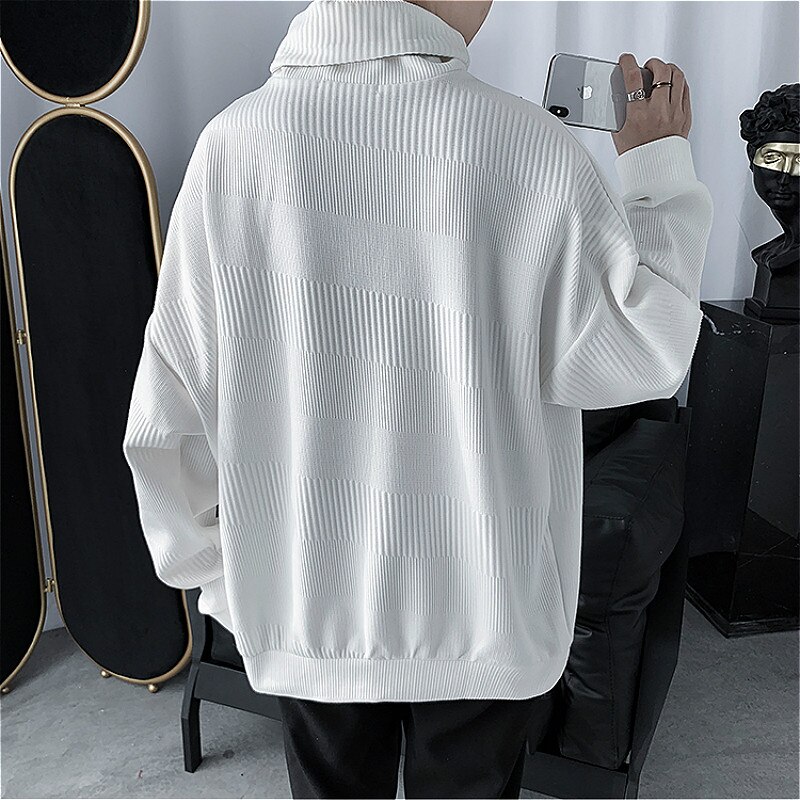 Sweaters Men Turtelneck Solid Loose All-match Autumn Knitting Korean Style Mens Students Ulzzang Retro Stylish Leisure