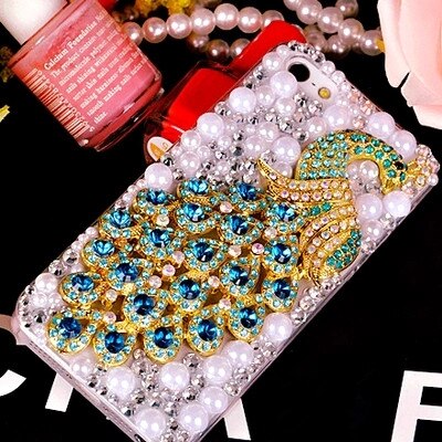 Bling Luxus Strass Pfau Blume Diamant Perle Weichen Abdeckung Fall Für Samsung S20 Ultra S10 S9 S8 Plus Note20 Ultra hinweis 10