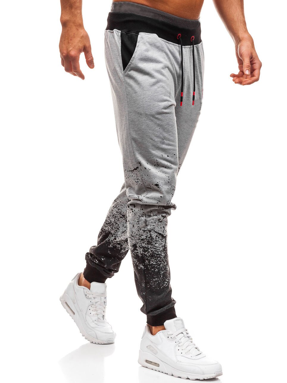 Joggingbroek heren effen kleurverloop veter casual broek losse en comfortabele beensluitende herenbroek