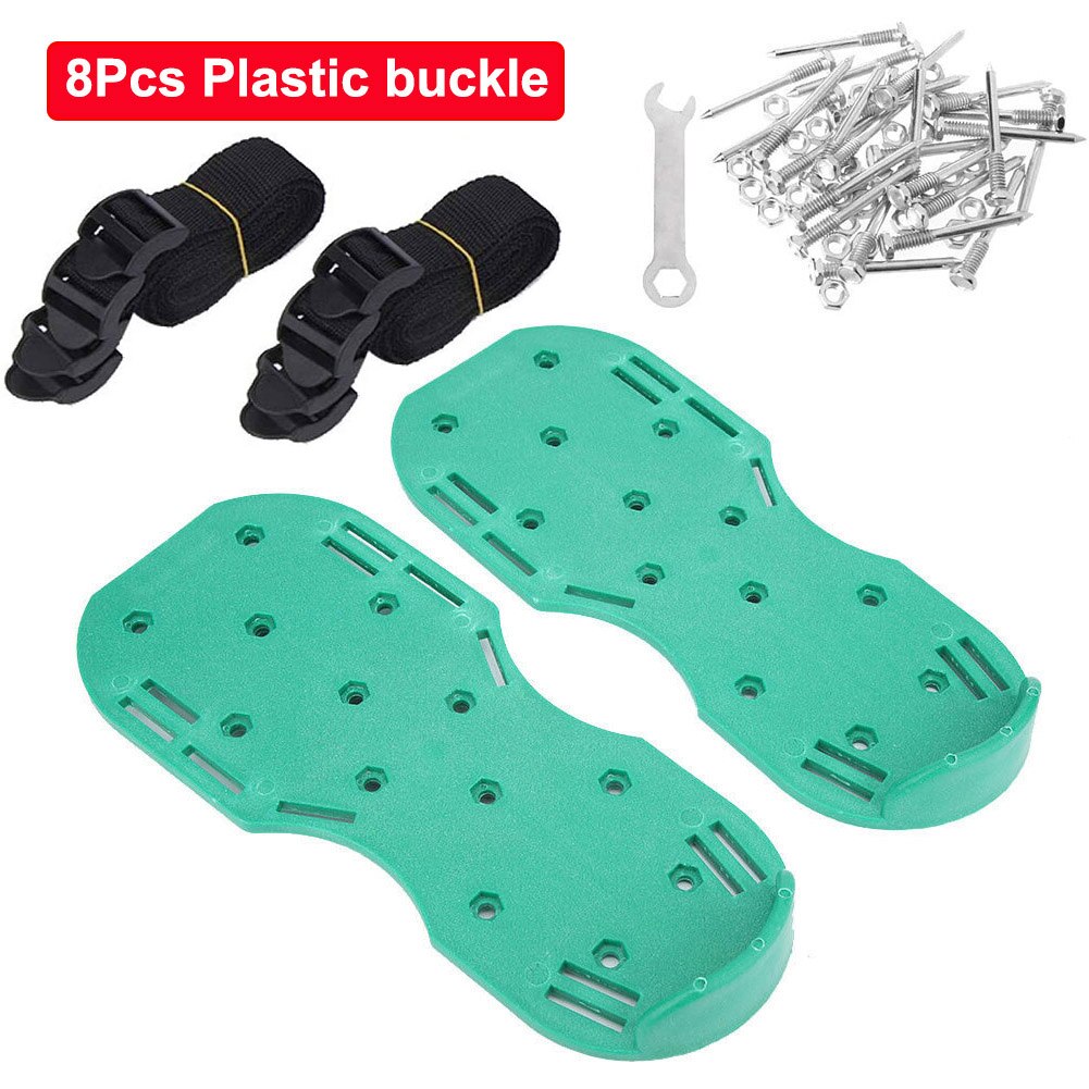 Gazon Beluchter Schoenen 4-8Pcs Verstelbare Bandjes Zware Spiked Sandalen Schoenen Met Metalen Gespen Voor Beluchten Gazon bodem Yard Gras: 8Pcs Plastic buckle
