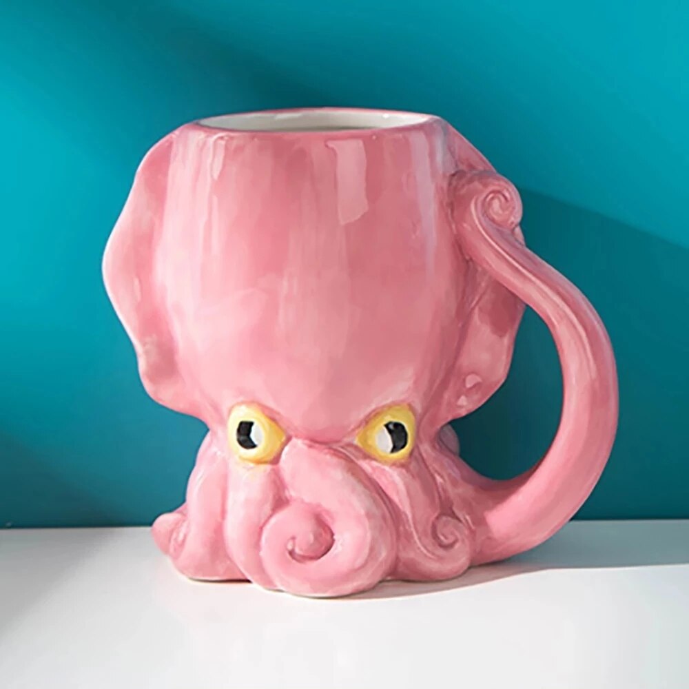 Grappige Roze Octopus Keramische Mok Koffie Met Tentakel Handvat, Craft 3D Koffie Mokken, unieke Voor Vrienden,