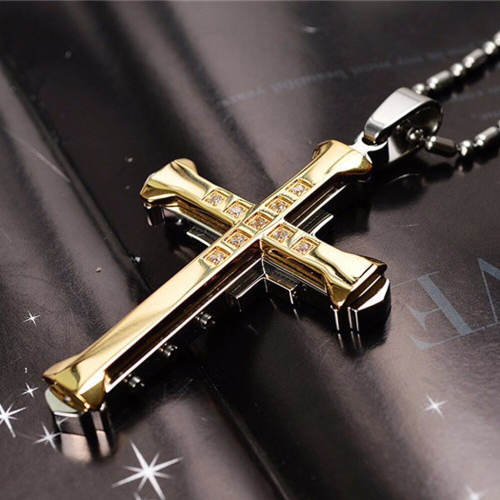 Dark Knight Lichtmetalen Jesus Cross Hanger Mannen Lange Ketting Man Titanium Staal Sieraden Choker