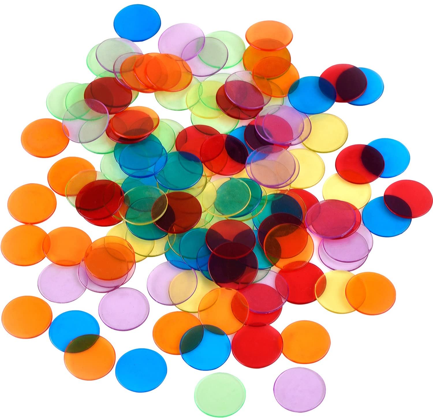 120 Stuks Transparante Kleur Tellers Tellen Bingo Chips Plastic Markers Met Opbergtas (Veelkleurige)