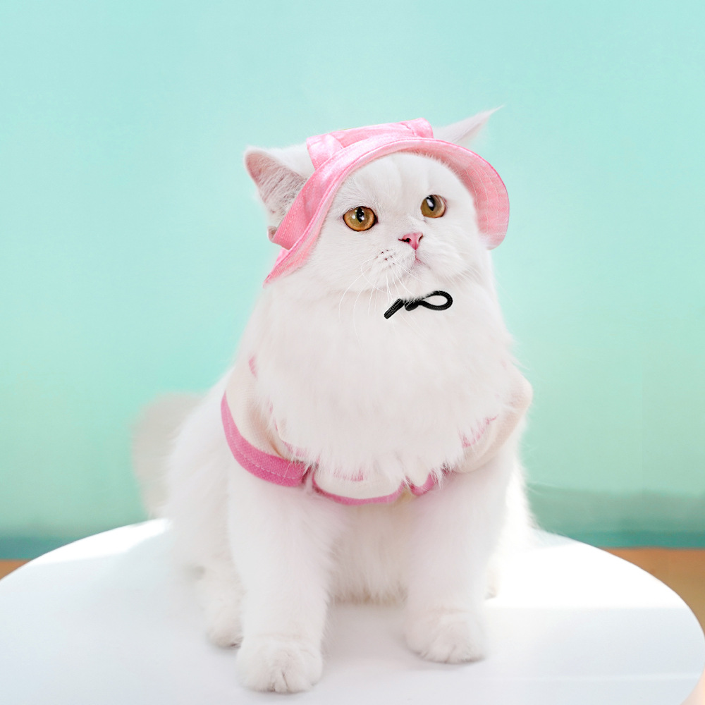 Gorros para perros y gatos con cuerda ajustable, sombrero para mascotas pequeñas y medianas, sombrero para cachorros, accesorios para perros pequeños: S / Rosa
