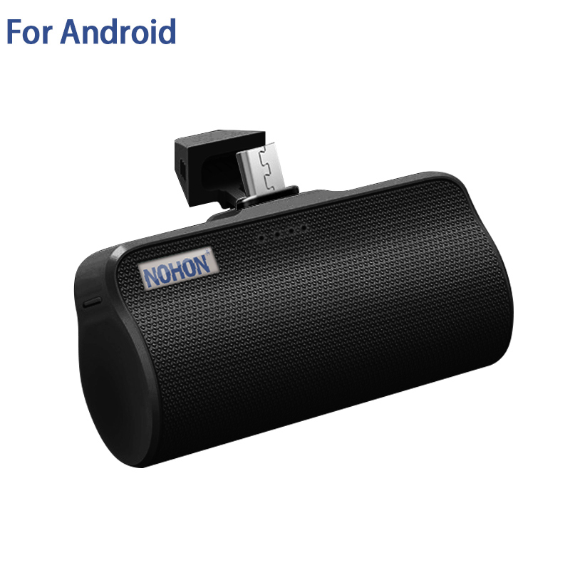 NOHON-Banco de energía para iPhone, Xiaomi, Samsung y Huawei, interfaz Micro tipo C de Apple, cargador de batería externo portátil de 3000mAh: Black For Micro
