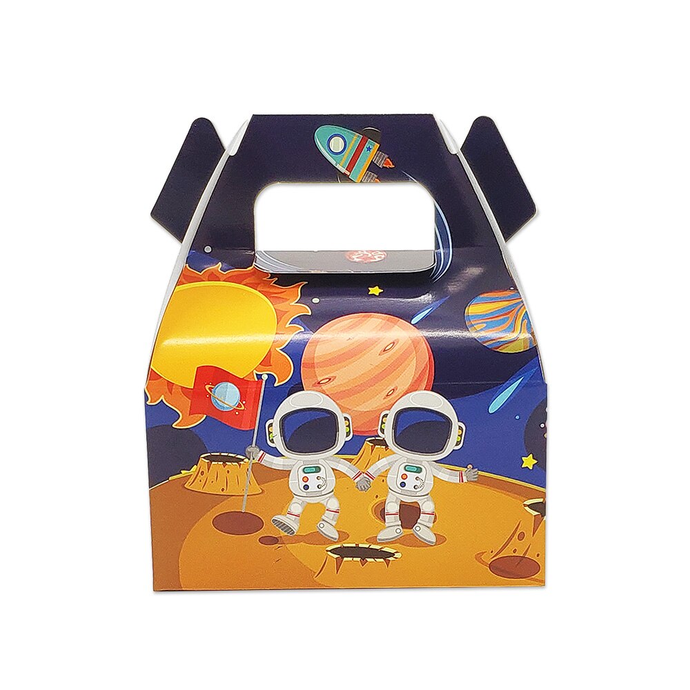 Caja de palomitas de maíz para niños, espacio Solar para de cumpleaños, astronauta, bolsa para suministros de , decoración de aperitivos, 6 uds.