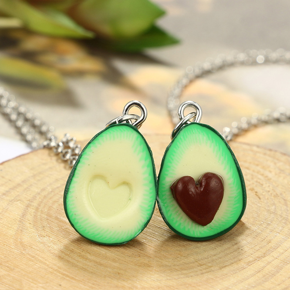 Lovely Avocado with Nuclear 3D Clay Alloy Necklace Pendant Couple Decoration Charm Friendship DIY Jewelry