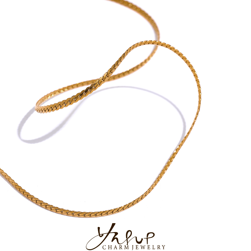 Yhpup-Collar de cadena fina de acero inoxidable, minimalista, delicado y , chapado en oro de 18 quilates, joyería para mujer