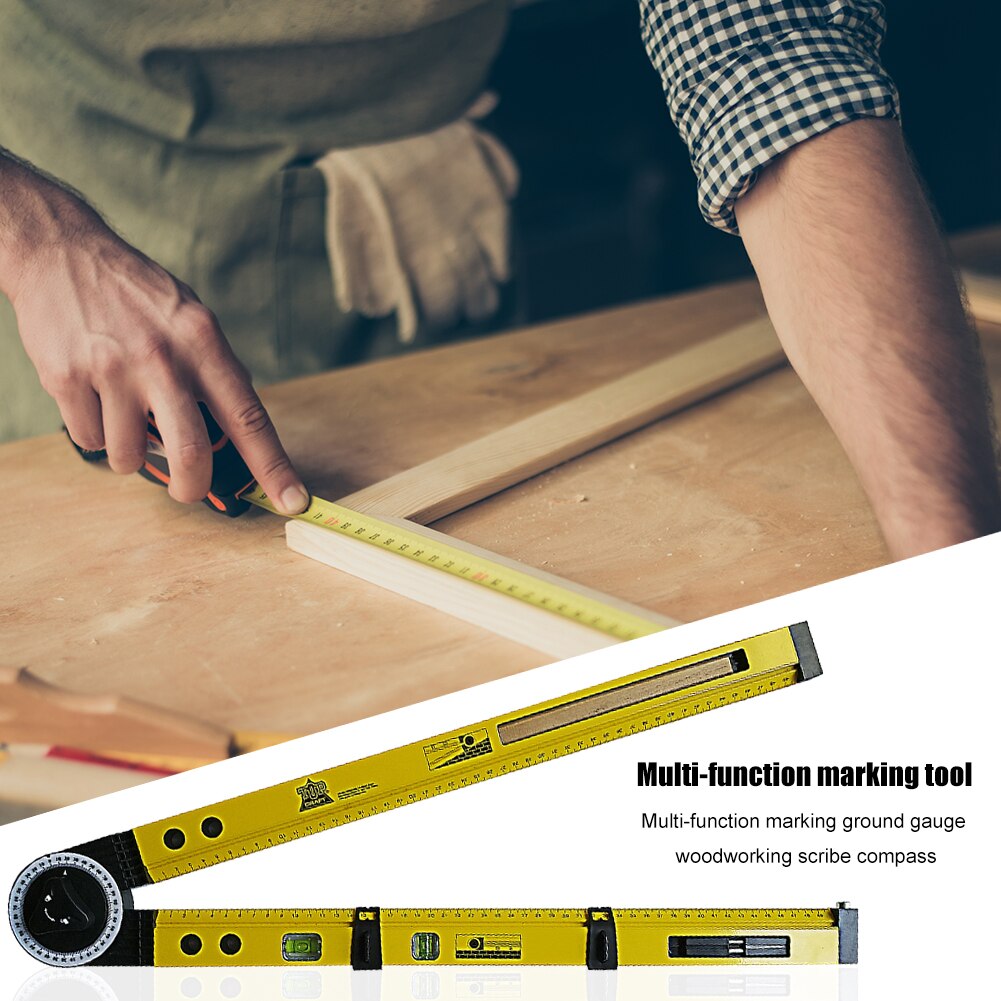 Multi-Function Scribing Gauge Woodworking Scribe Compasses Slope Measuring Angle Instrument Horizontal Level Positioning Tools