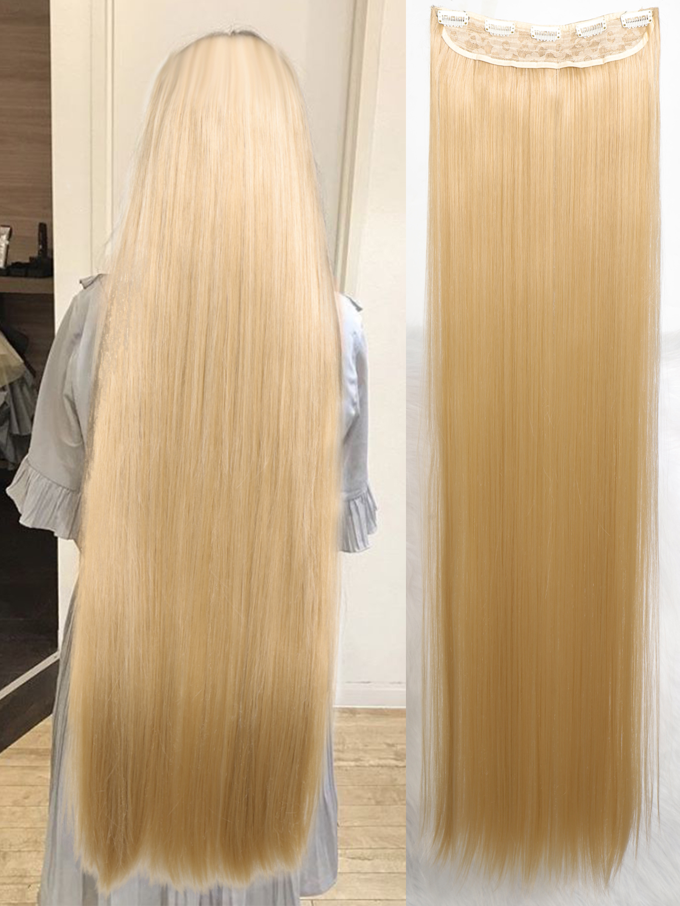 Synthetische 5 Clip In Hair Extensions Lang Recht Kapsel Haarstuk Zwart Bruin Blond 80Cm Natuurlijk Nep Haar Voor Vrouwen: T1B/613 / 38 inch