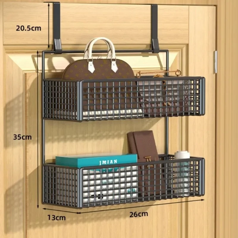 Door Mounted Shelf with Hooks Kitchen Wall Mount Storage Shelves Bathroom Organiser Multifunctional Toiletries Organiser Shelf: Blue