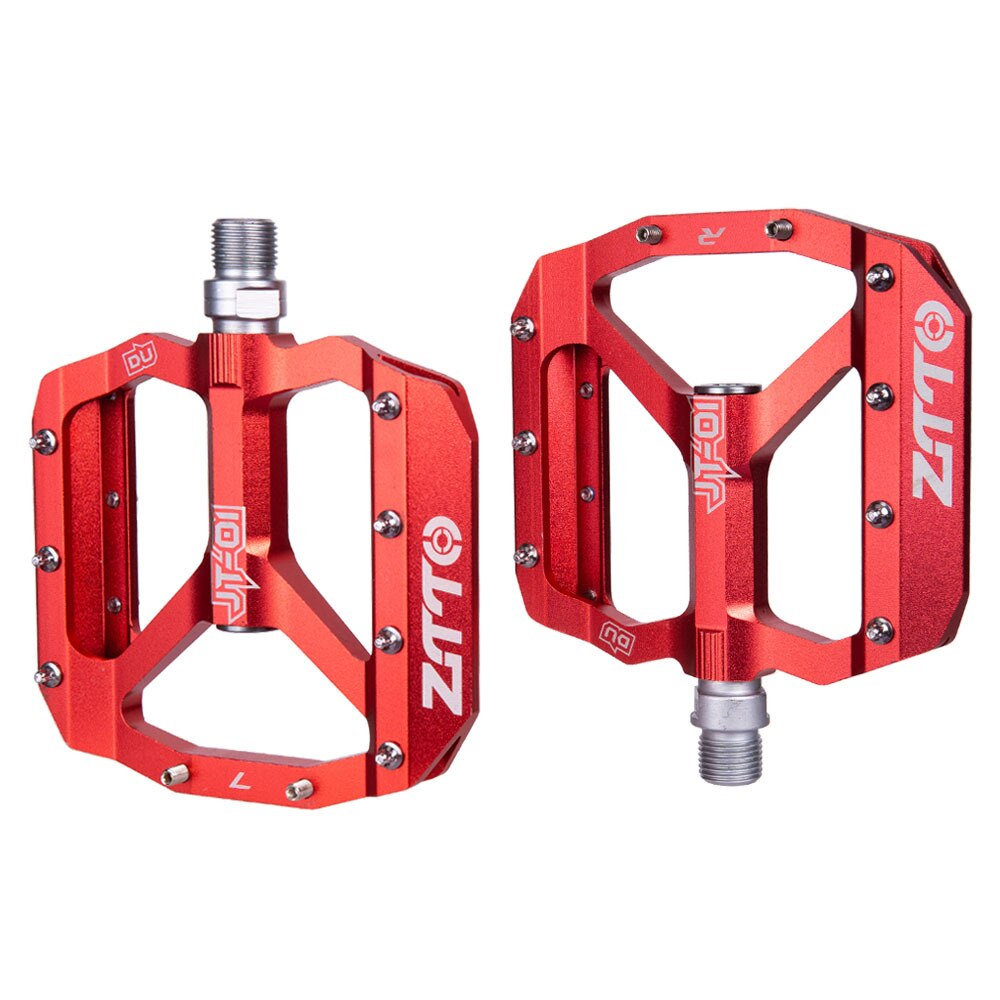 Pedales planos para bicicleta de montaña, pedales para bicicleta de montaña, pedales de plataforma ancha, accesorios para bicicleta de montaña, aleación de aluminio: Rojo