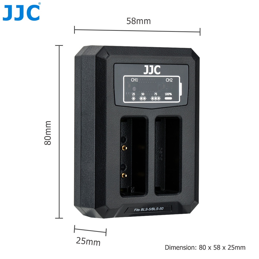 JJC USB Dual Batterij Travel Charger voor Olympus BLS-50 BLS-5 BLS-1 E-M10 & Mark II III, e-PL9 E-PL8 Camera Batterij Vervangen BCS-5