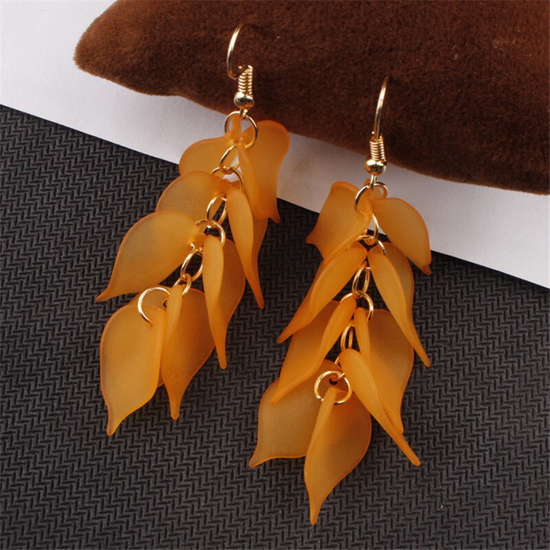 Flower Handmade Bohemia Boho Earrings Women Long Hanging Earrings Crystal Female Wedding Earings Party Jewelry: Orange