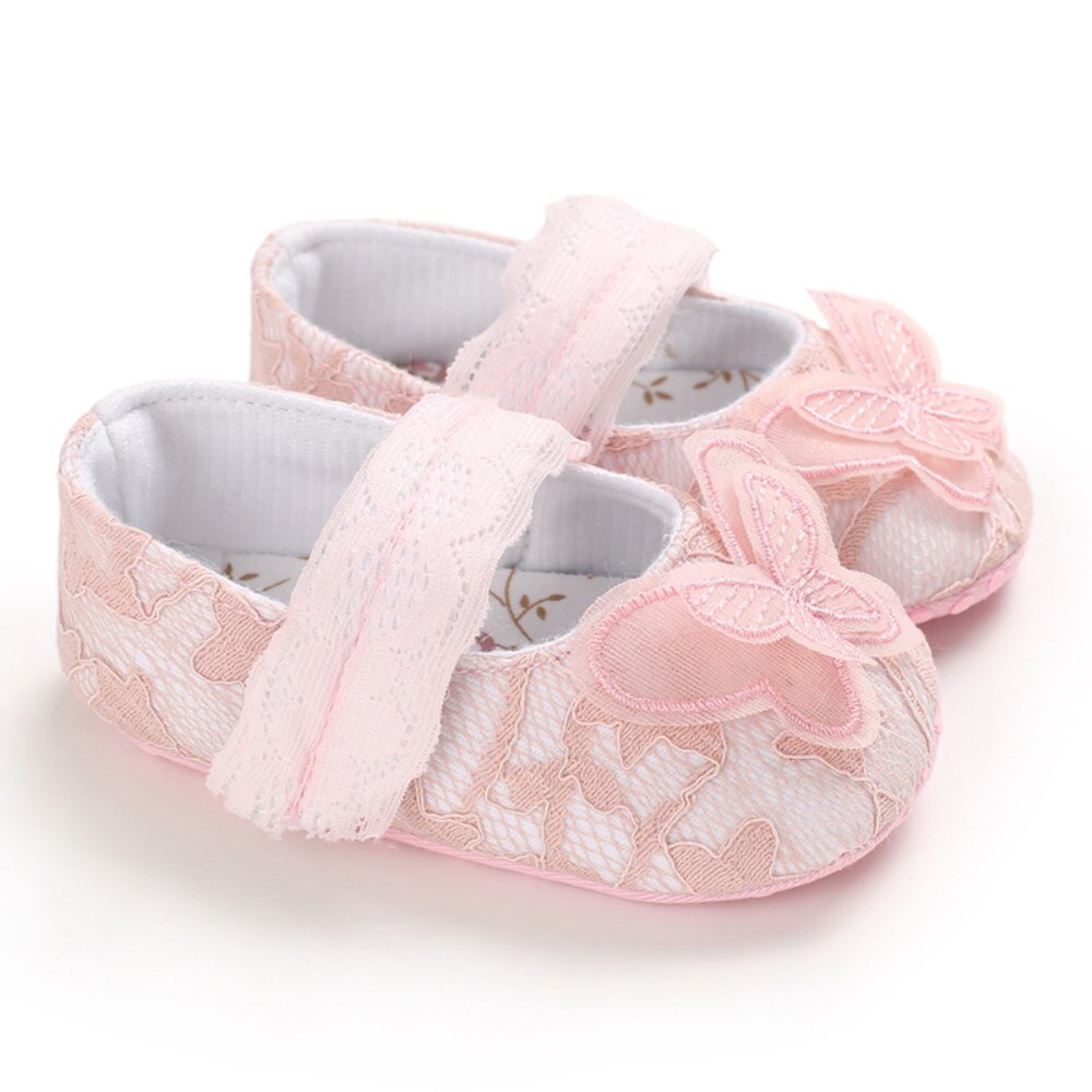 Baby Pasgeboren Baby Meisje Boog Crib Schoenen Soft Sole Prewalker Anti-slip Kinderwagen Sneakers Ademend Kant Boog Roze Eerste wandelaars Baby: Roze / 13-18 months