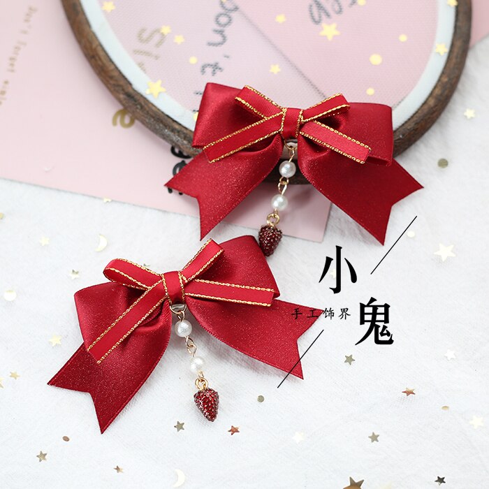 Japonais doux Lolita cheveux bande KC fraise épingle à cheveux accessoires de cheveux fraise cou chaîne clip bandeau: D clip