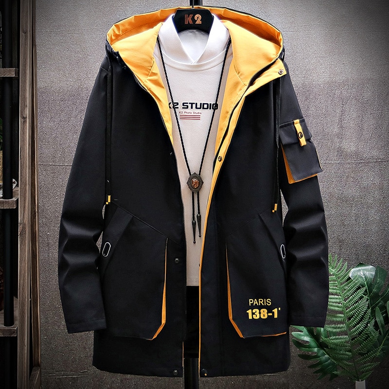 KOLMAKOV-abrigos con capucha para hombre, abrigo con estampado informal, gabardinas largas, estilo coreano, Primavera/otoño, M-3XL,: 4 / XL