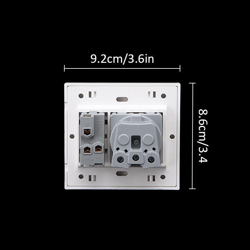 1 Gang 1 Way Wall Switch Socket EU German/French Standard Push Button Switch With Socket Panel Wall Light Switch 16A 250V