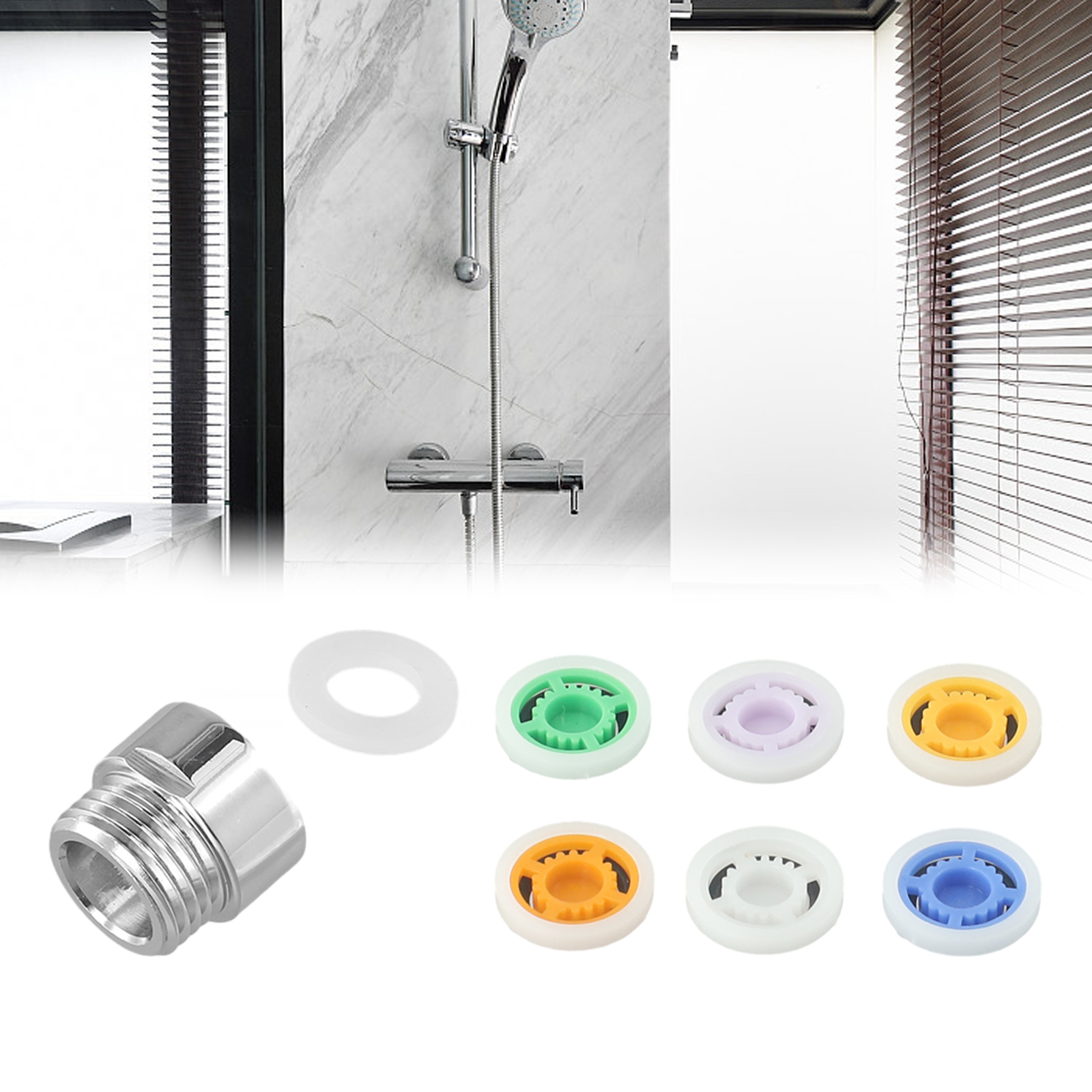 Bathroom Faucets Shower Adapter System Flow Reducer Limiter Set Water Saving Cores 6 Different Flows Hose Restrictor Washer Kits