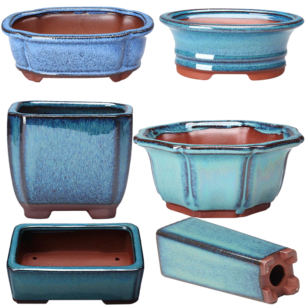 Chinese Style Bonsai Pots Breathable Stoneware Bonsai Pots With Holes Chinese Style Bonsai Training Flowerpot Ceramic Craft