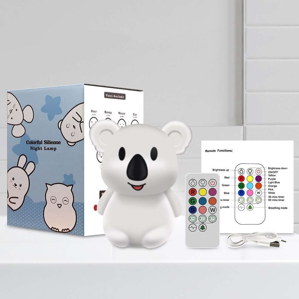 Led Nachtlampje Kind Creatieve Speelgoed Lichtgevende Leuke Koala Siliconen Baby Lamp Touch Sensor Slaapkamer Decor Kids Voor meisje: Default Title