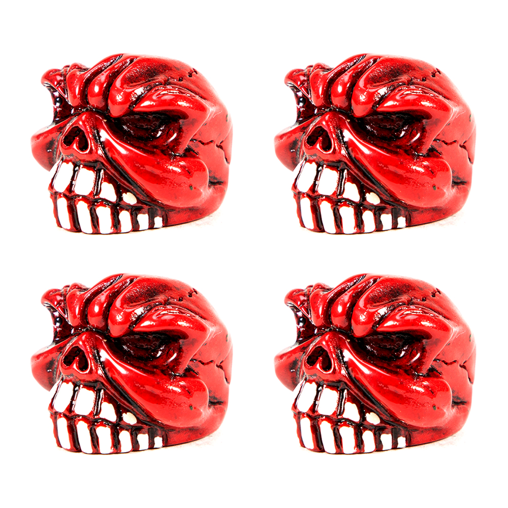 Bouchons de tige de Valve de roue de voiture, 4 pièces/ensemble, Style crâne de voiture universel, noyau en cuivre antirouille, moto, vélo: Or