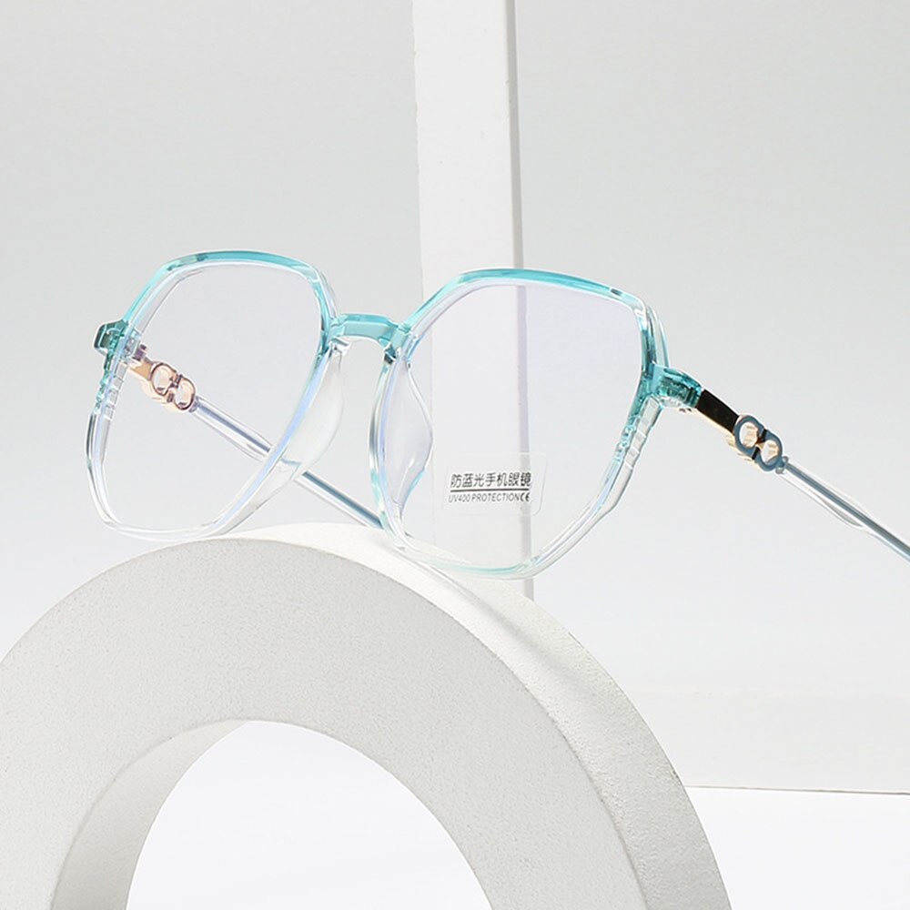 Metal Myopia Glasses Women&men Big Frame Polygon Myopia Glasses Anti-blue Light Eyeglasses Student Shortsight Eyewear