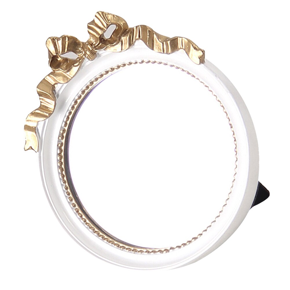 1Pc Resin Mirror Small Mirror Bowknot Mirror Round Make Mirror for Outdoor Trip Home: White