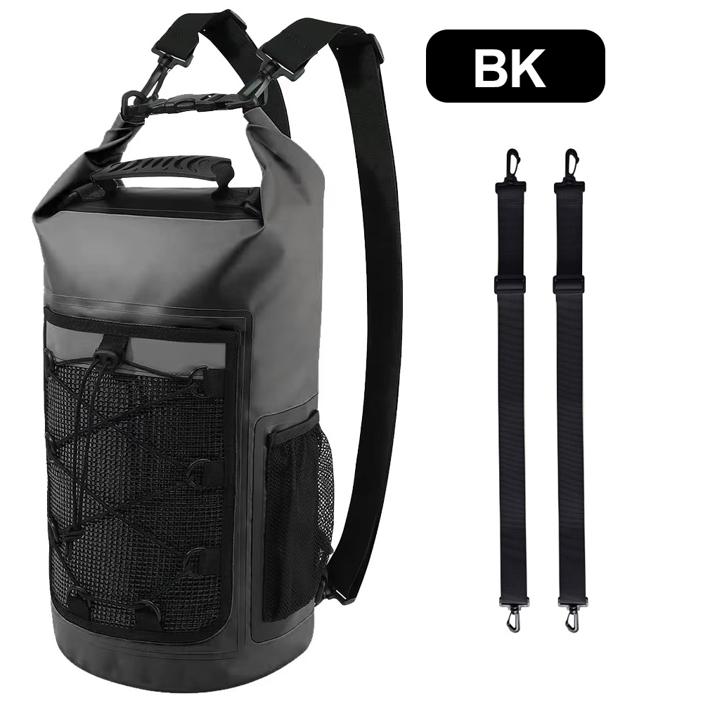 25L Wasserdichter Trockensack Angelrucksack zum Driftfischen, Schwimmen, Flusswanderungen, Schulter-Angeltasche, Köderfischerei-Eimer, Ausrügestochen für Tauchen, Rafting, Kajak: WEISS