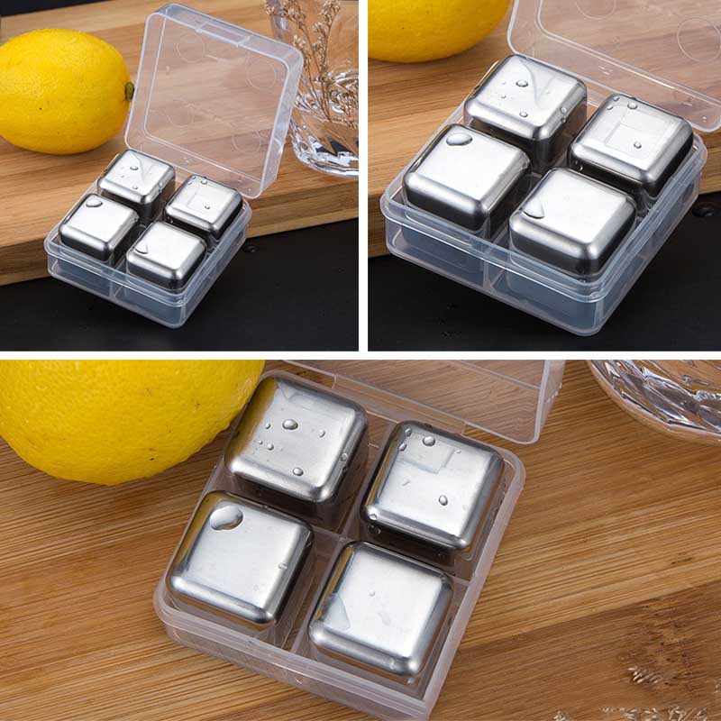 Ice Cube Maker Square Shape Mould Ice Tray DIY Tool Whiskey Wine Cocktail Ice Cube 304 Stainless Steel Mold Bar Tool 4/6/8 Hole