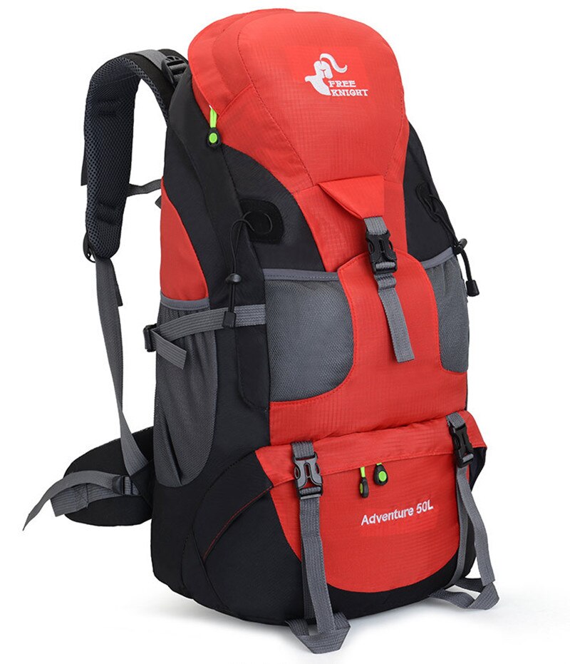 Waterdichte Bergbeklimmen Rugzak, 50-Liter Outdoor Sporttas, Reizen, Kamperen, Wandelen, dames En Mannen Rugzakken: RED