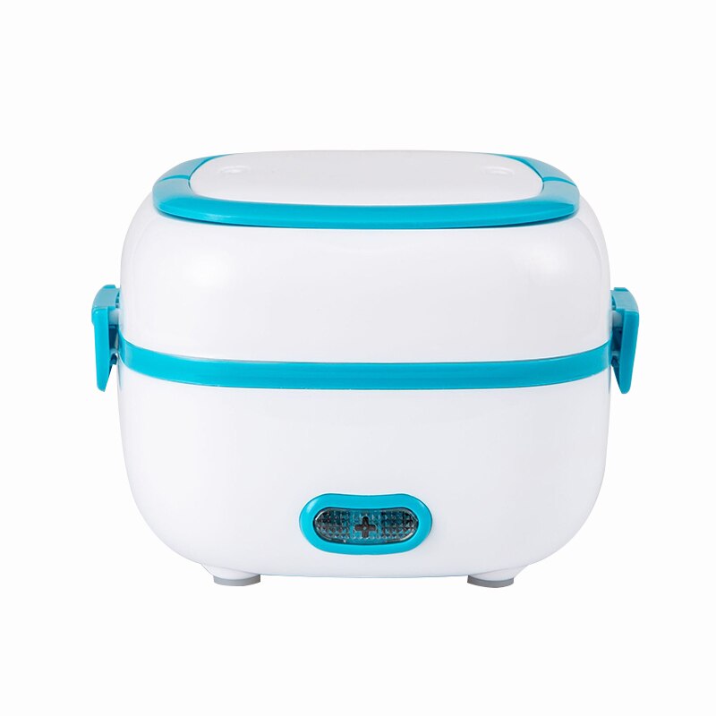 Mini Rice Cooker Thermal Heating Electric Lunch Box 2 Layers Portable Food Steamer Cooking Container Multifunctional Lunchbox: Blue