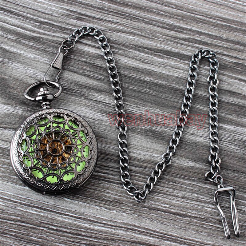 Lichtgevende Mechanische Zakhorloge Steampunk Vintage Hollow Cover Analoge Skeleton Hand Winding Mechanische Zakhorloge voor Mannen