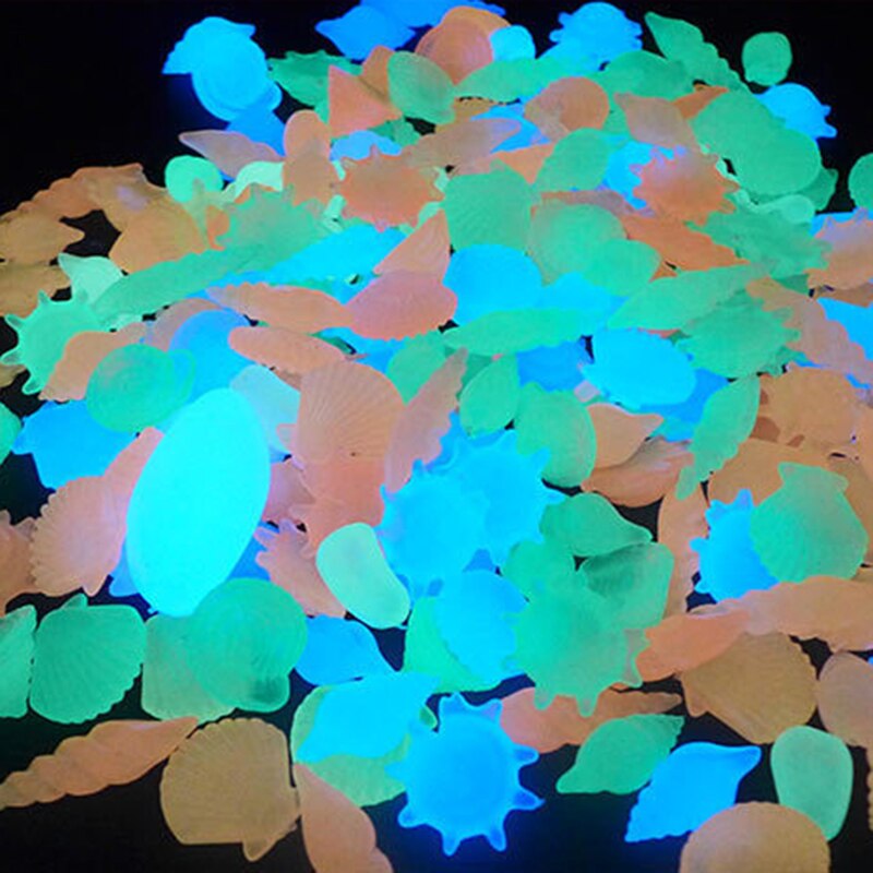 50/10pcs Glow in the Dark Garden Marine Luminous Stone Shell Conch for Walkways Garden Path Patio Lawn Garden Yard Decor