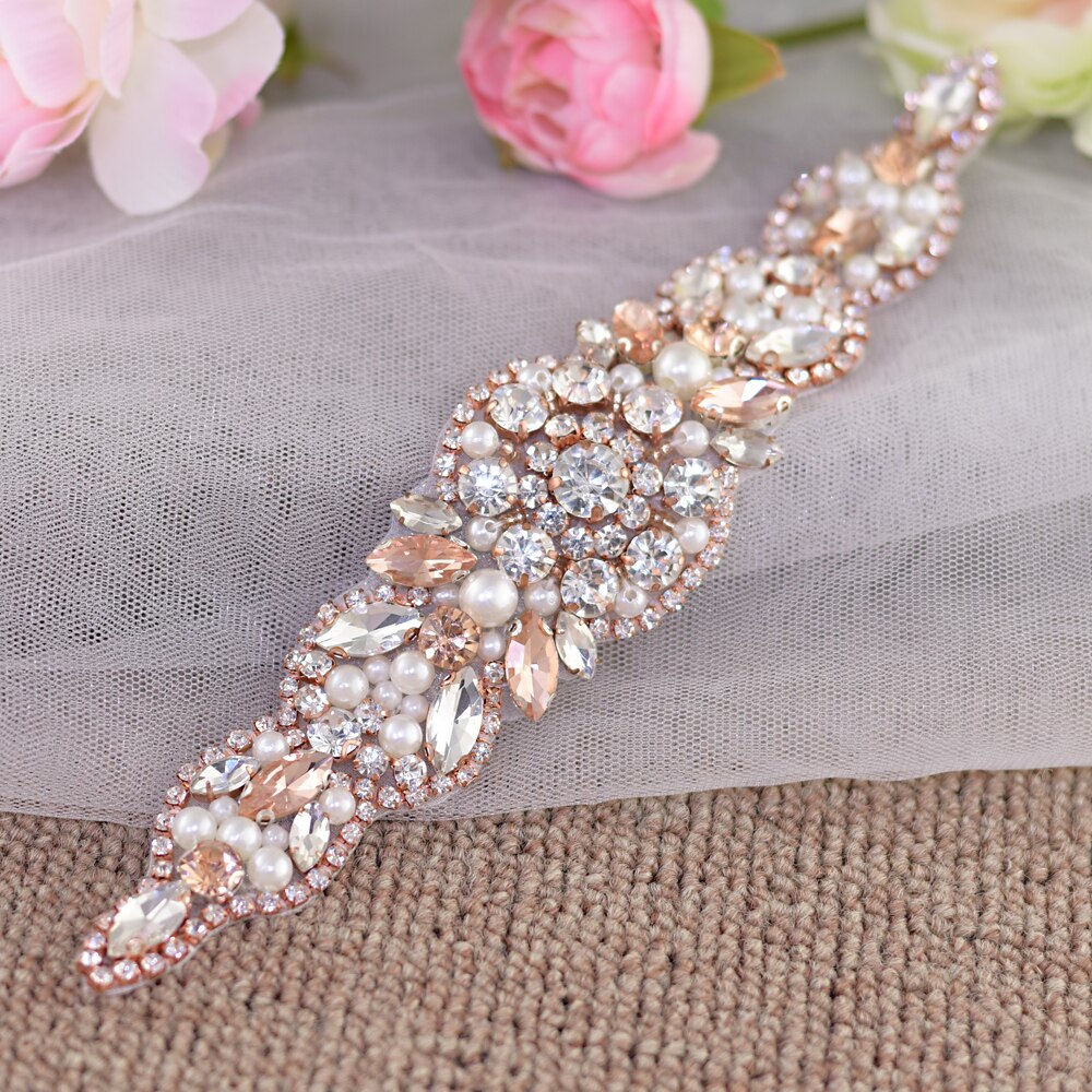 TRiXY S426 Rhinestone Belt Stunning Bridal Belt Rose Gold Diamond Belt Wedding Belt Crystal Wedding Sash Woman Sash Belt