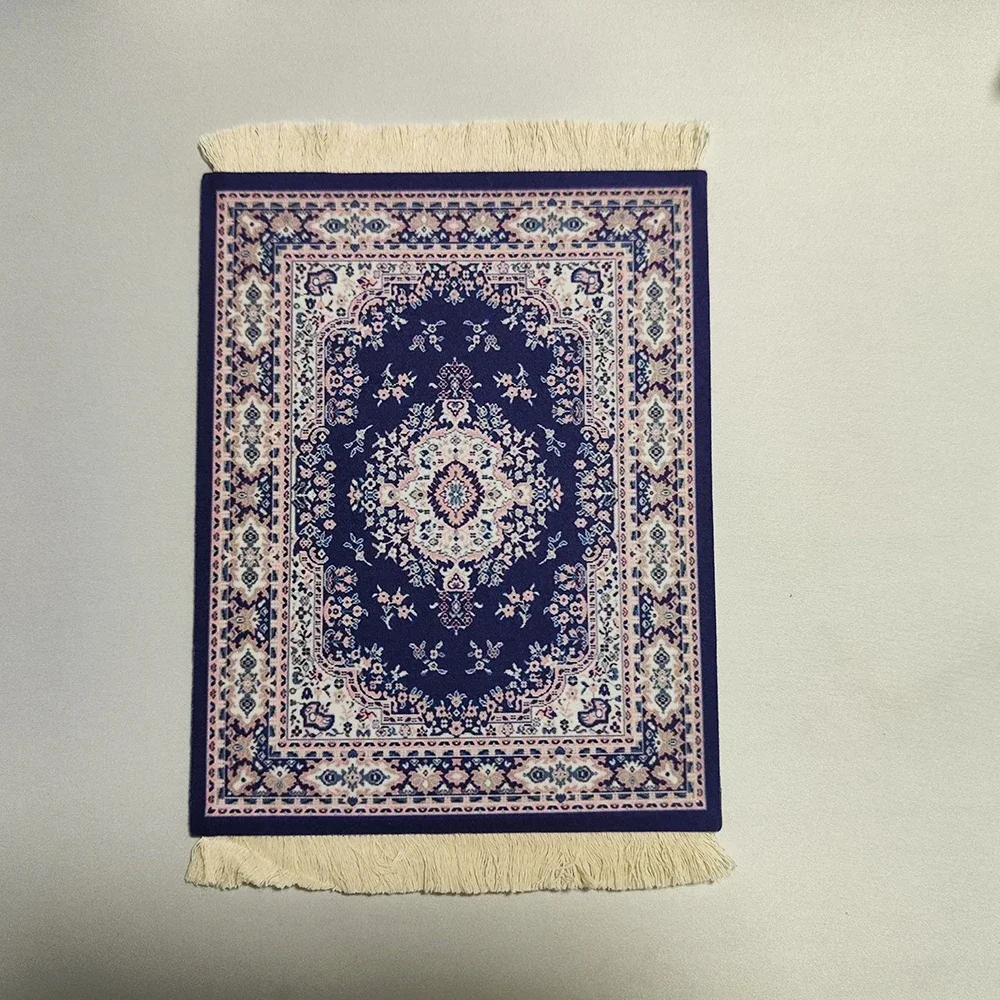 Woven flower Persian carpet small coaster merchants mouse pad desk mat retro style rubber non-slip computer mats: BEAN PASTE