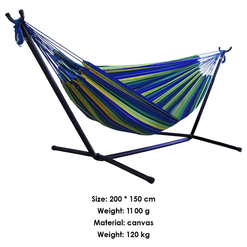Camping Pure Double Hammocks Outdoor Backyard Canvas Sleeping Swing Beds for Home Garden Laying Accessories: 03  without Stand