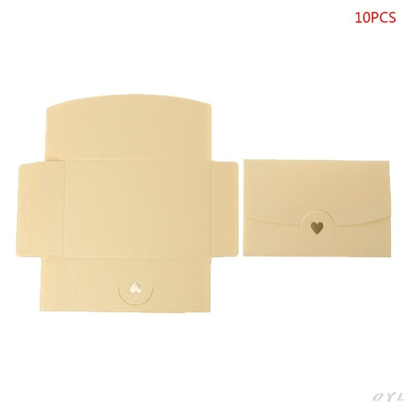 10pcs Blank Mini Heart Retro Paper Envelopes Wedding Party Invitation Envelope For Letter Greeting Cards QX2B: GOLD