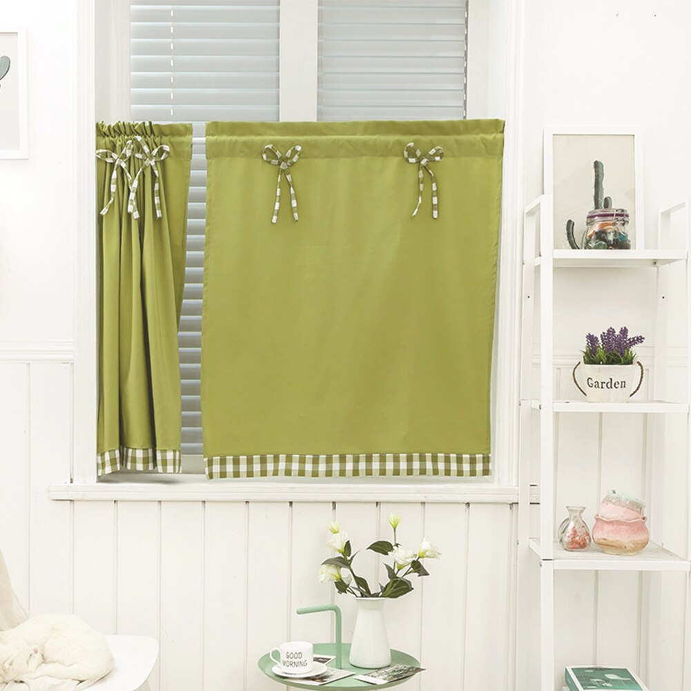 fast farge bowknot kjøkken kort gardin vindu valance drapere student seng gardin hjem balkong vindu dekorasjon