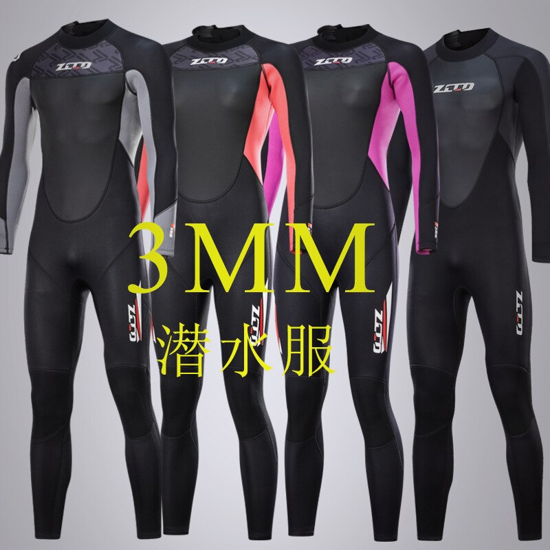 Traje de neopreno de una sola pieza de 3mm para hombre, traje de buceo térmico para invierno, traje completo de neopreno de manga larga para nadar y bucear