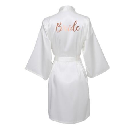 Bride Robe Women Burgundy Robe Satin Silk Robes Wedding Bridal Bridesmaid Robes Bathrobe Sleepwear Silk Dress: XL / Dark Grey